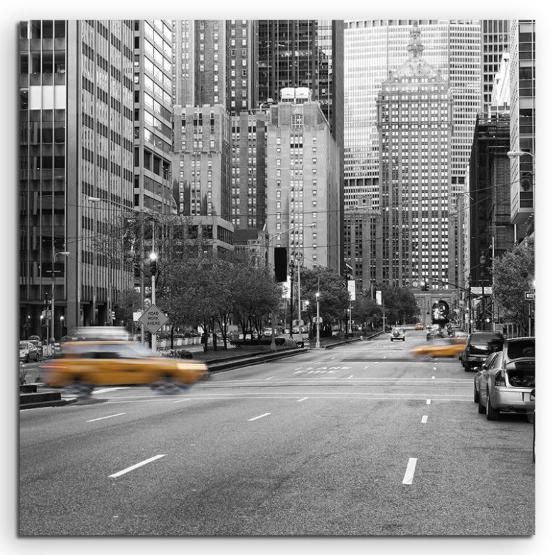 Naturfotografie –  Gelbe Taxis in New York City, USA auf Leinwand