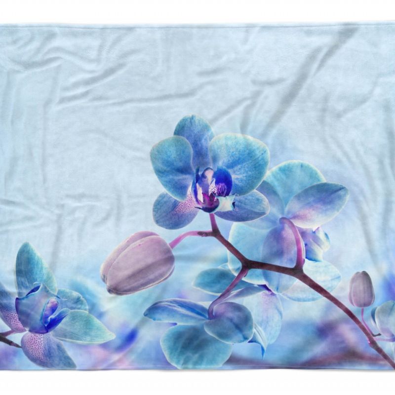 Handtuch Strandhandtuch Saunatuch Kuscheldecke  mit Fotomotiv Orchidee Blume Blü