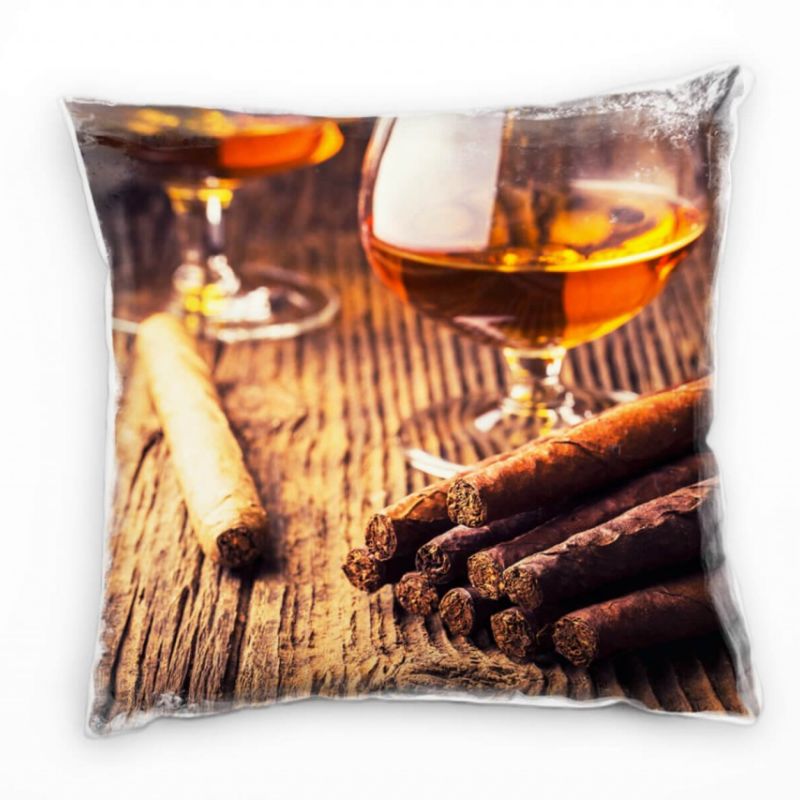 künstlerische Fotografie, Zigarre, Cognac, braun Deko Kissen 40x40cm für Couch Sofa Lounge Zierkisse