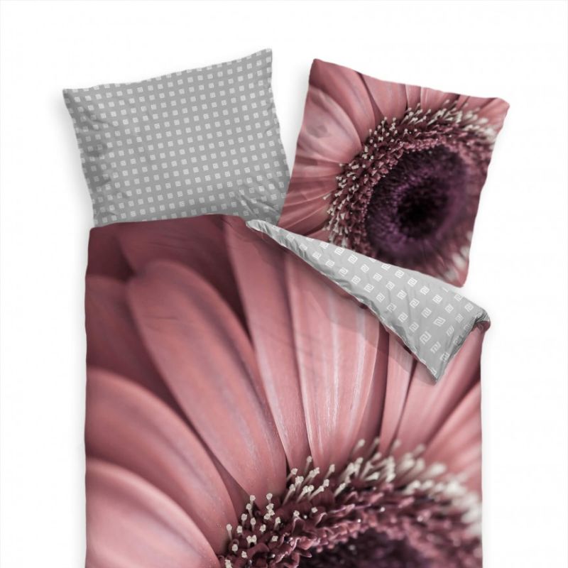 Gerbera Nahaufnahme Blte Rot Purpur Bettwäsche Set 135×200 cm + 80x80cm  Atmungsaktiv