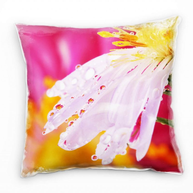 Blumen, Macro, bunt, Blume mit Tautropfen Deko Kissen 40x40cm für Couch Sofa Lounge Zierkissen