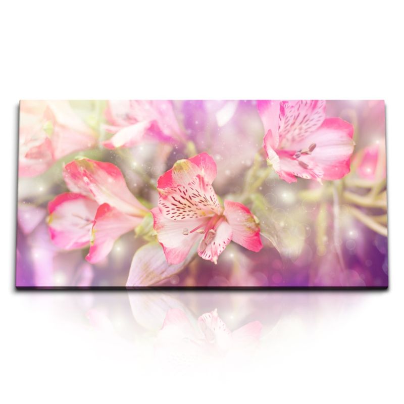 Kunstdruck Bilder 120x60cm Rosa Blumen Blüten Fotokunst Dekorativ Sommer