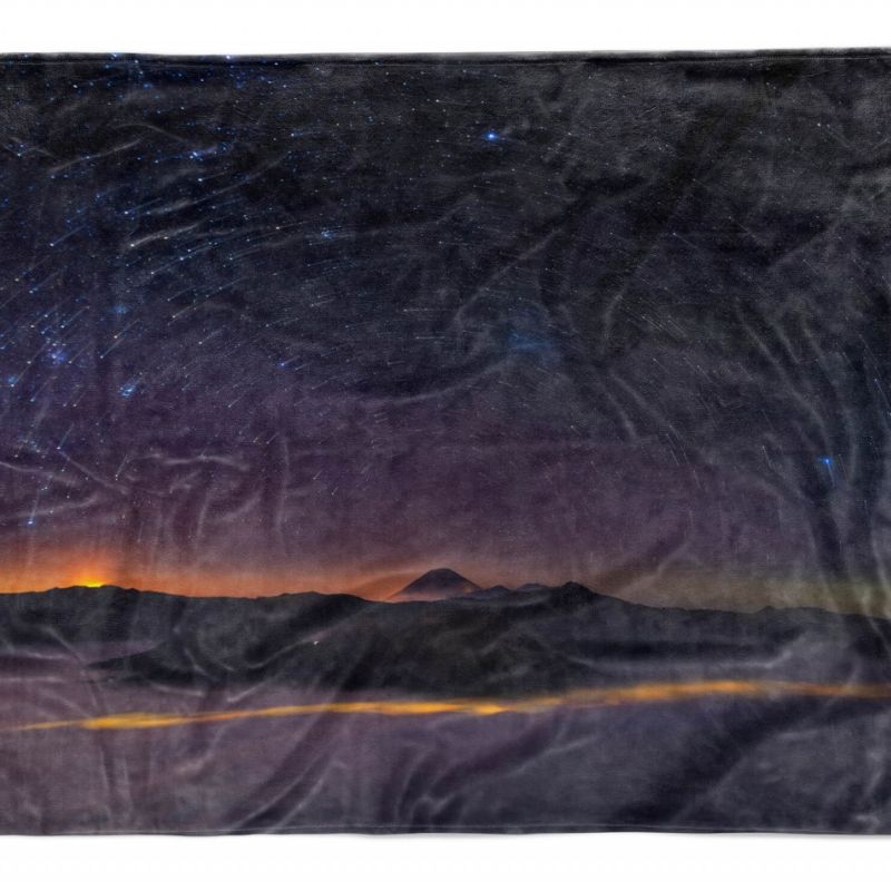 Handtuch Strandhandtuch Saunatuch Kuscheldecke mit Fotomotiv Berge Sternenhimmel Astrofot