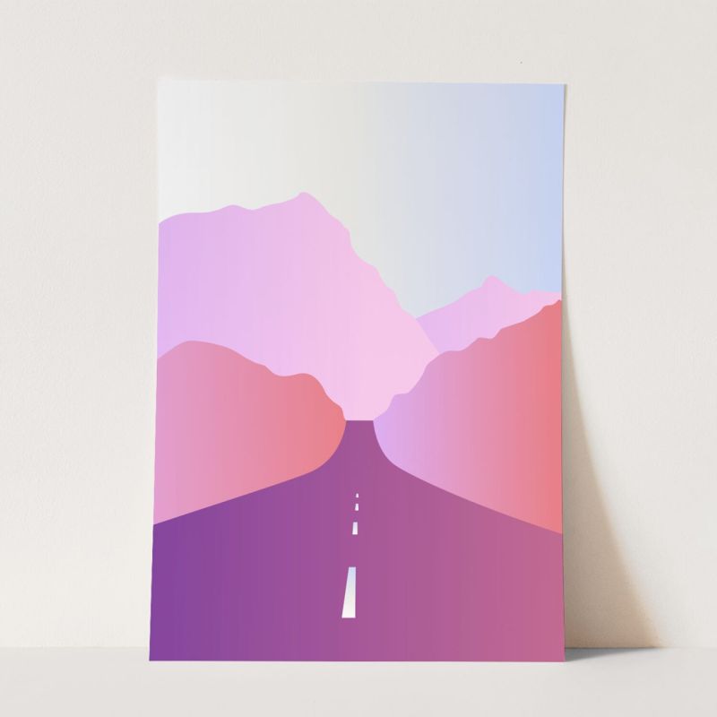 Abstrakte Illustration Straße Berge Freiheit Minimal Dekorativ