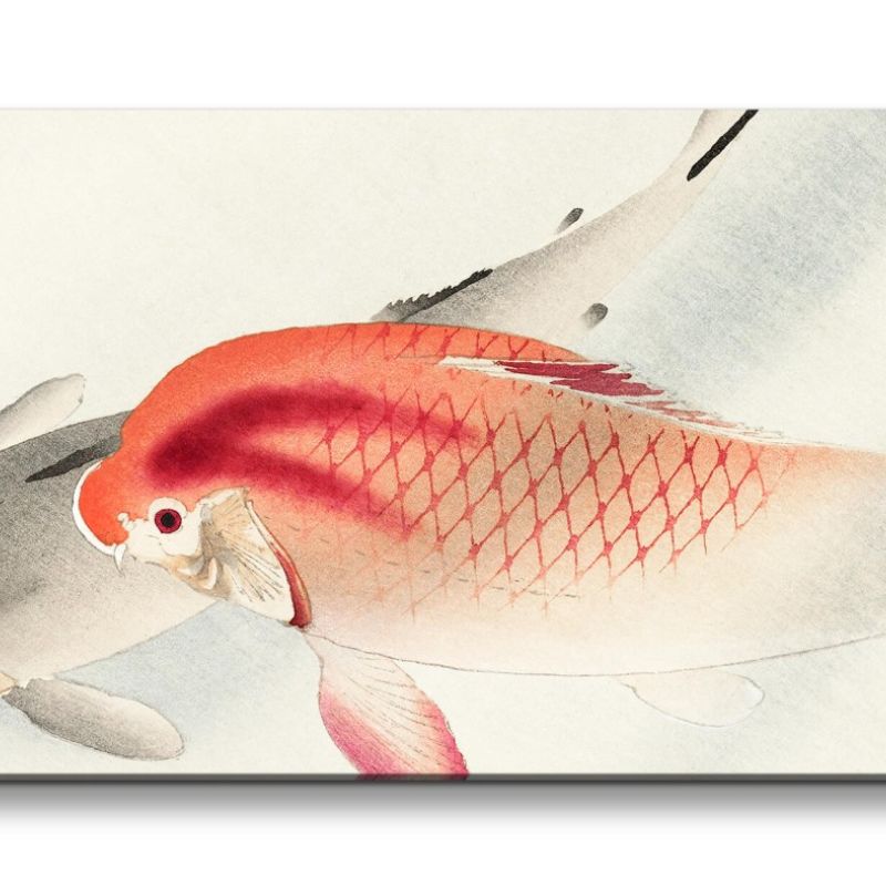 Remaster 120x60cm Ohara Koson traditionell japanische Kunst Koi Fische Malerei Japan Harmonie