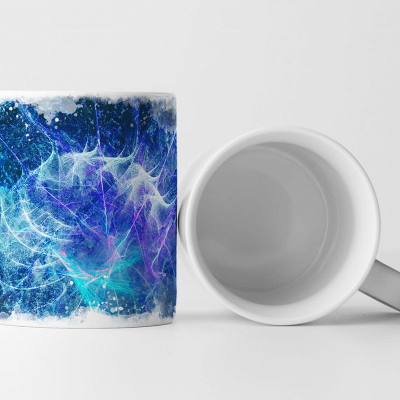 Tasse Geschenk Königsblaue Grundierung, lichtgrüne und weiße Linien