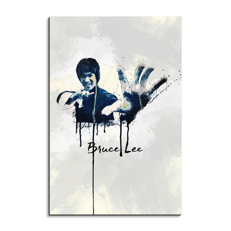 Bruce Lee 90x60cm Aquarell Art Wandbild auf Leinwand fertig gerahmt Original Sinus Art