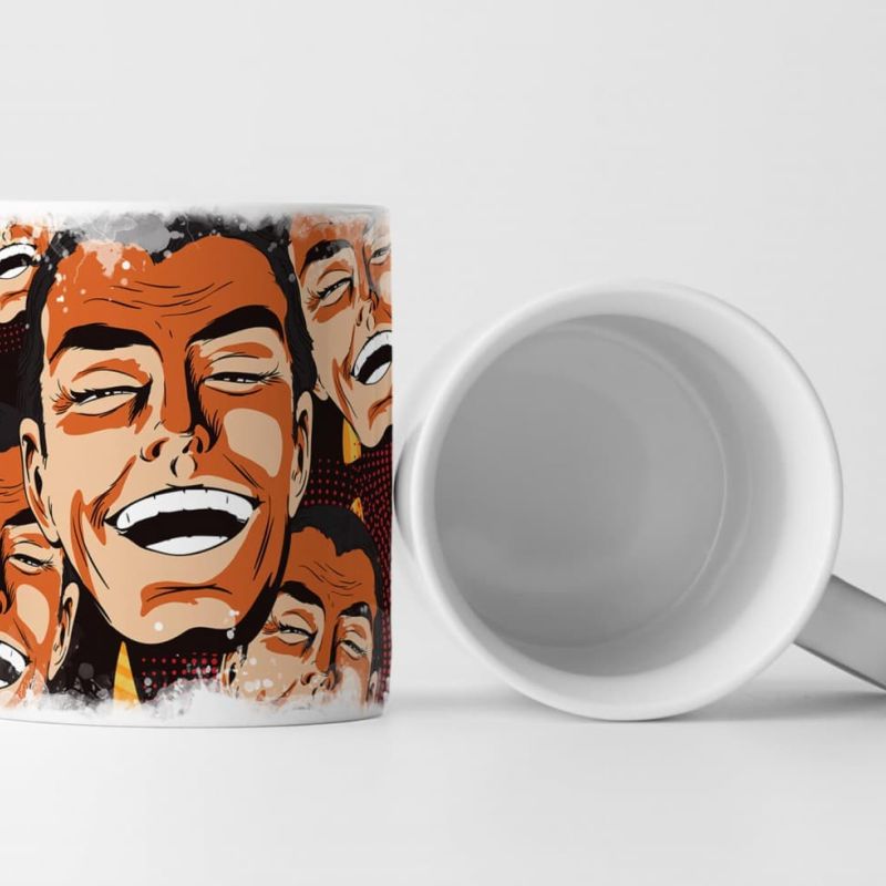 Tasse Geschenk Pop Art – lachende männliche Gesichter