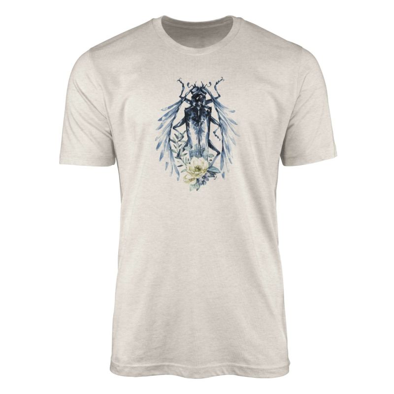 Herren Shirt 100% Bio-Baumwolle T-Shirt  Aquarell Motiv Käfer Farbe Nachhaltig Organic Ökomode