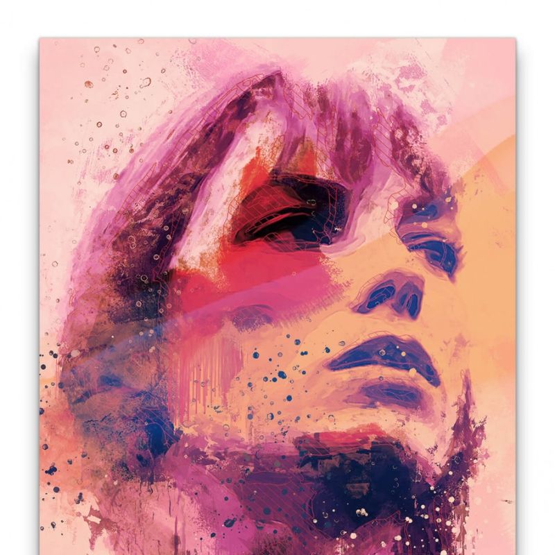 Jane Birkin Porträt Abstrakt Kunst Schauspielerin Feminin 60x90cm Leinwandbild