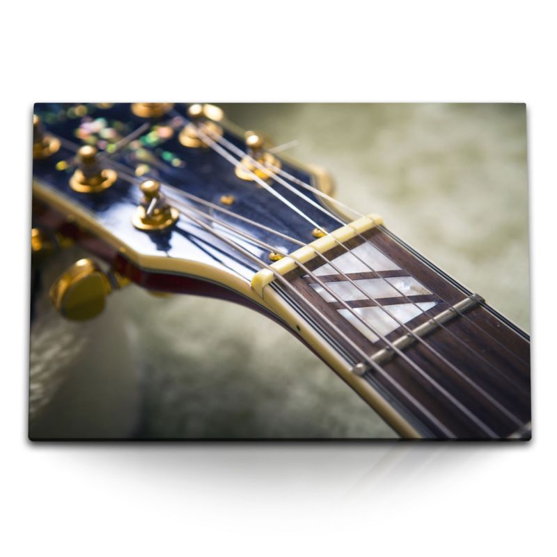 120x80cm Wandbild auf Leinwand Gitarre Gitarrensaiten Musik Musikzimmer Aufnahmestudio