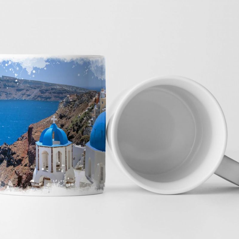 Tasse Geschenk Urbane Fotografie – Kirchen Kuppel von Santorini Griechenland