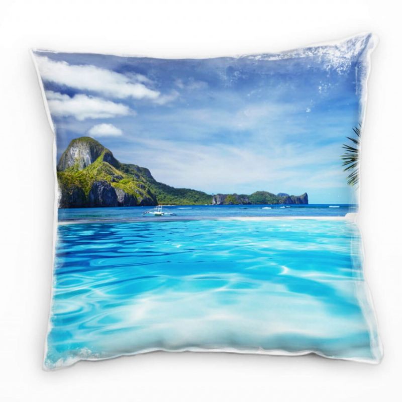 Strand und Meer, türkis, grün, tropische Insel Deko Kissen 40x40cm für Couch Sofa Lounge Zierkissen