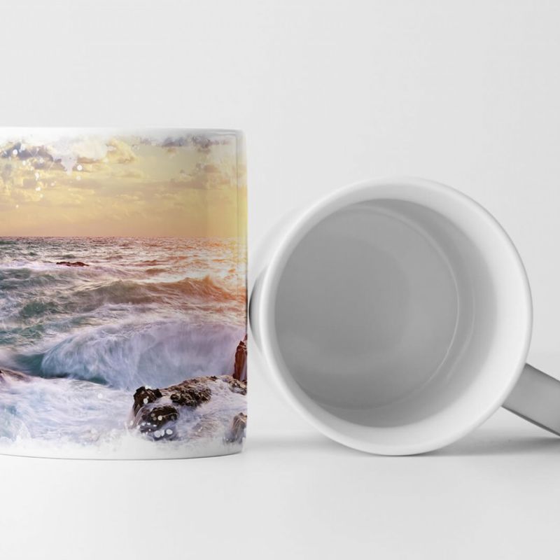 Tasse Geschenk Landschaftsfotografie – Sonnenaufgang über Meeresgischt