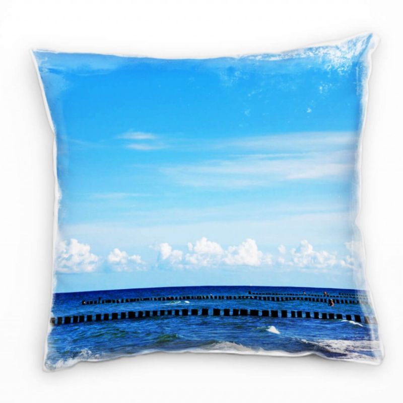 Strand und Meer, blaues Wasser, blauer Himmel Deko Kissen 40x40cm für Couch Sofa Lounge Zierkissen