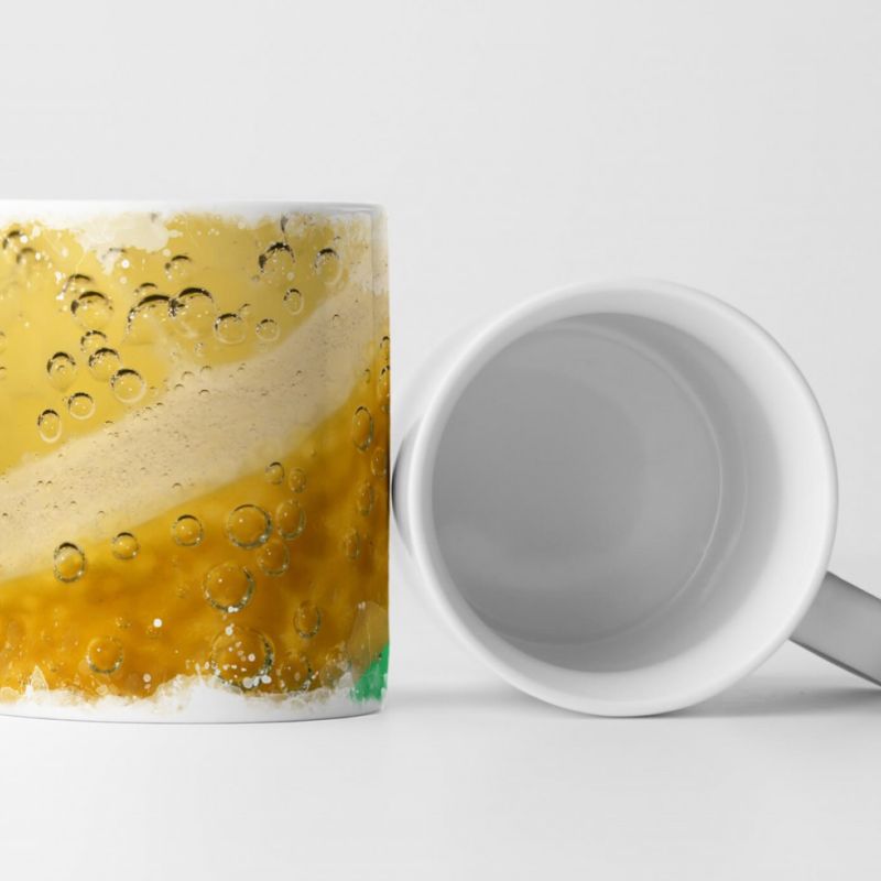 Tasse Geschenk Künstlerische Fotografie – Wassertropfen auf Zitronenschale