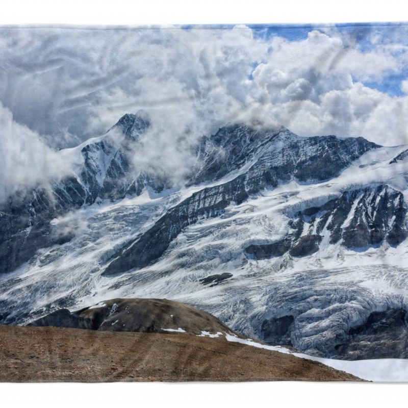 Handtuch Strandhandtuch Saunatuch Kuscheldecke mit Fotomotiv Berge Gletscher Schnee