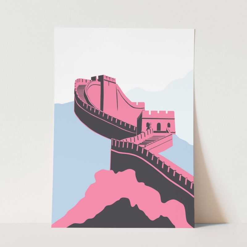 Die chinesische Mauer Illustration Rosa Dekorativ