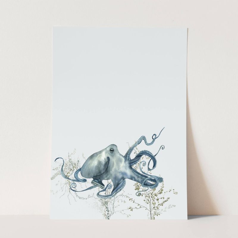 Wandbild Oktopus Aquarell Pflanzen Wasserfarben Kunstvoll Einzigartig