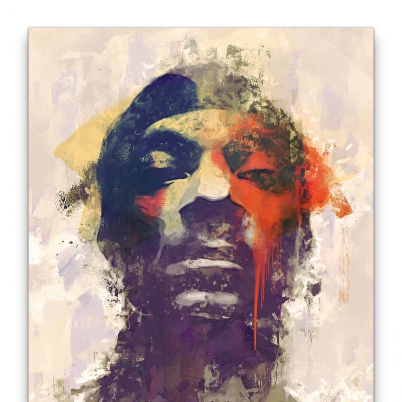 Snoop Dogg Porträt Abstrakt Kunst Doggfather Rapper Hip Hop Gangster 60x90cm Leinwandbild