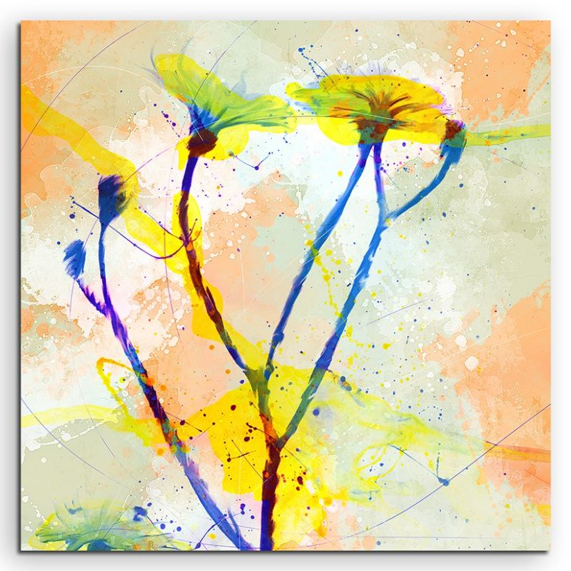 Blumen X 60x60cm Aquarell Art Leinwandbild