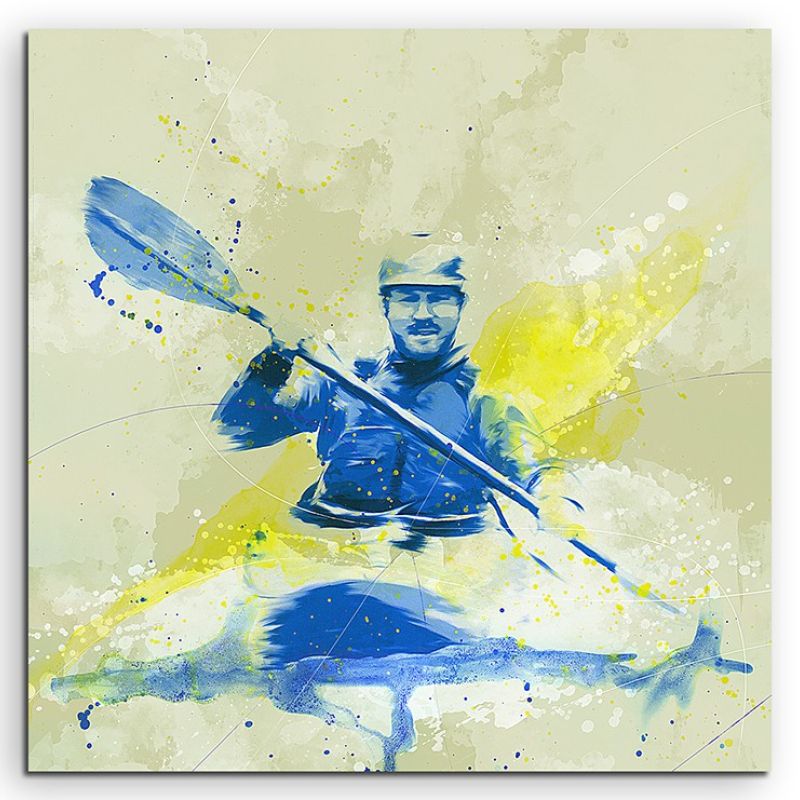 Kayak 60x60cm SPORTBILDER Paul Sinus Art Splash Art Wandbild Aquarell Art