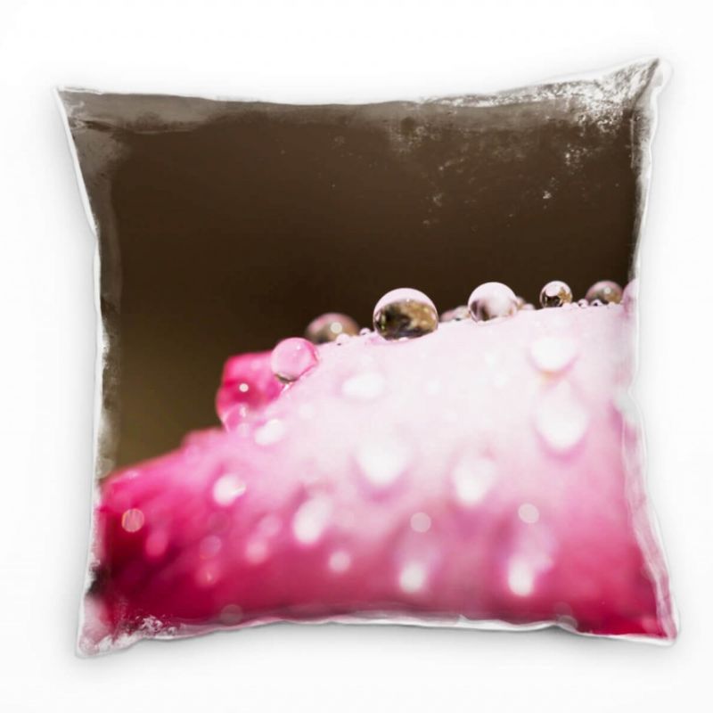 Macro, Blütenblatt, Wassertropfen, pink Deko Kissen 40x40cm für Couch Sofa Lounge Zierkissen