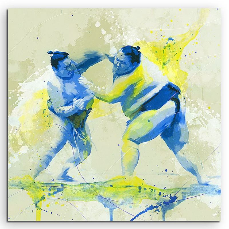 Sumo Ringen 60x60cm SPORTBILDER Paul Sinus Art Splash Art Wandbild Aquarell Art