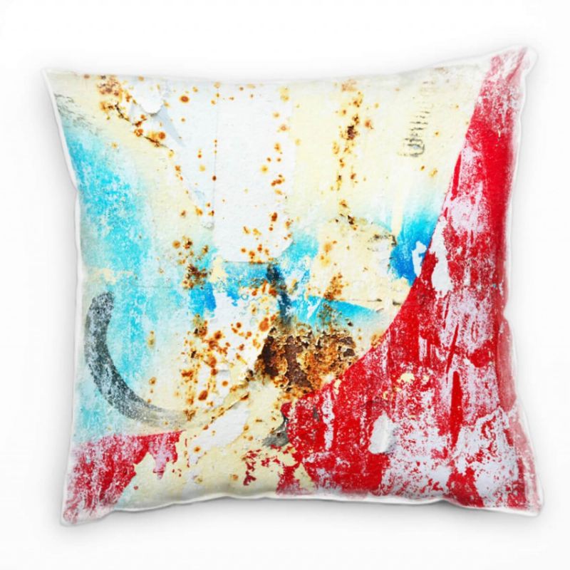 Abstrakt, rot, beige, blau, Graffiti, Rost Deko Kissen 40x40cm für Couch Sofa Lounge Zierkissen