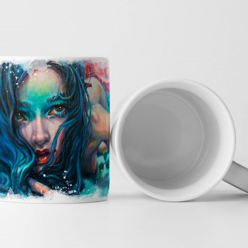 Tasse Geschenk Bild – Acryl Gemälde surreal Mädchen