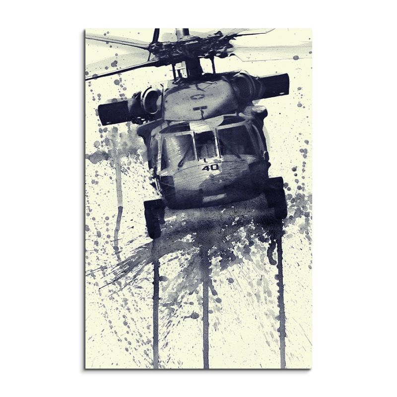 Military Helicopter 90x60cm  Aquarell Art Leinwandbild