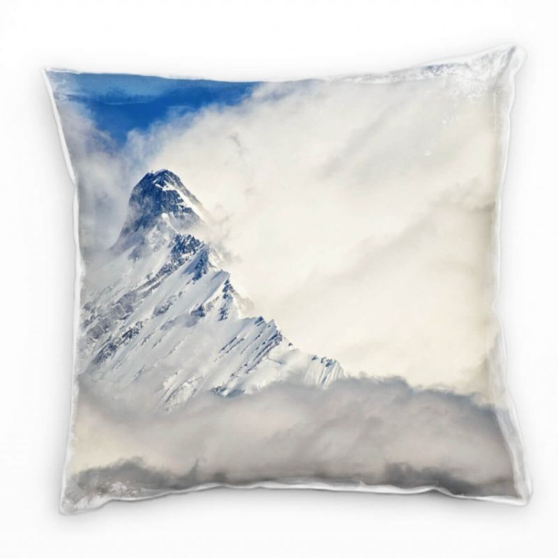 Berge, Schnee, blauer Himmel, weiß, kalt Deko Kissen 40x40cm für Couch Sofa Lounge Zierkissen