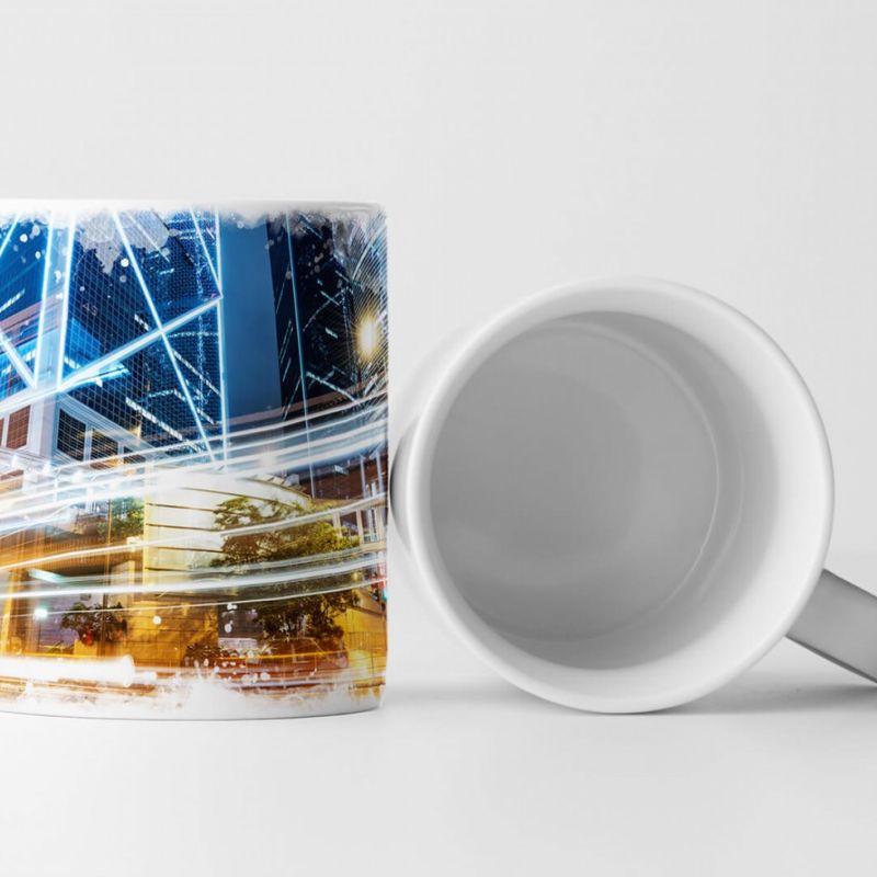 Tasse Geschenk Naturfotografie – Verkehr in Hongkong bei Nacht