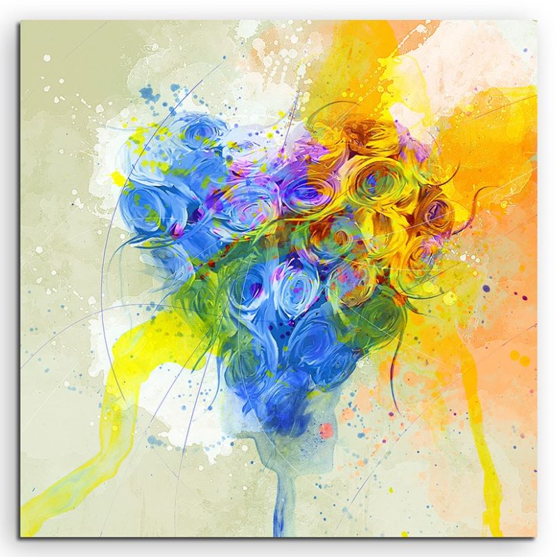 Herz 60x60cm Aquarell Art Leinwandbild