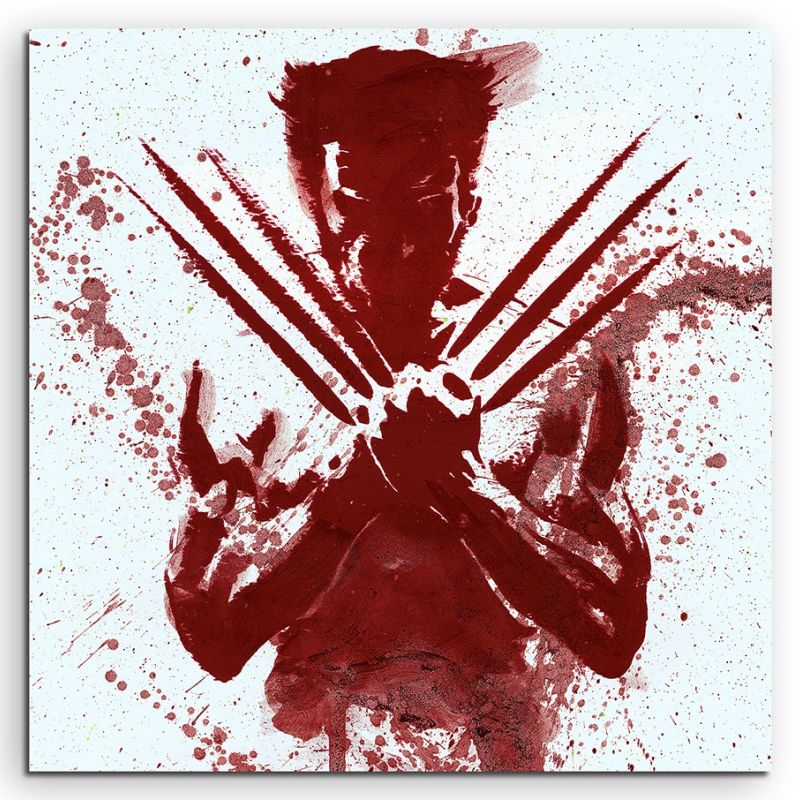 The Wolverine 60x60cm  Aquarell Art Leinwandbild