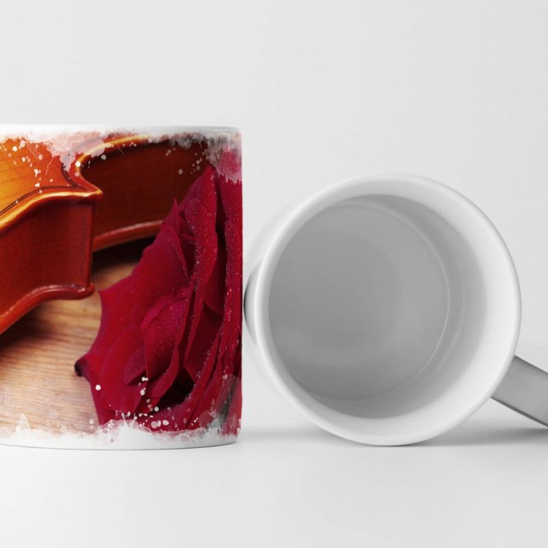 Tasse Geschenk Künstlerische Fotografie – Geige mit Rose