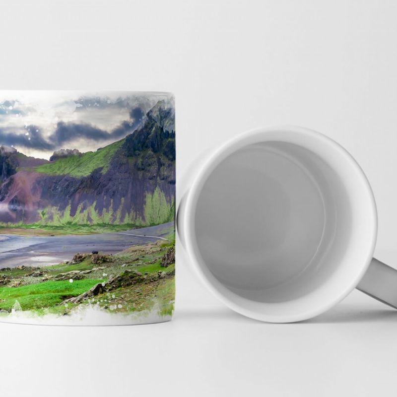 Tasse Geschenk Landschaftsfotografie – Vulkanlandschaft mit See Island