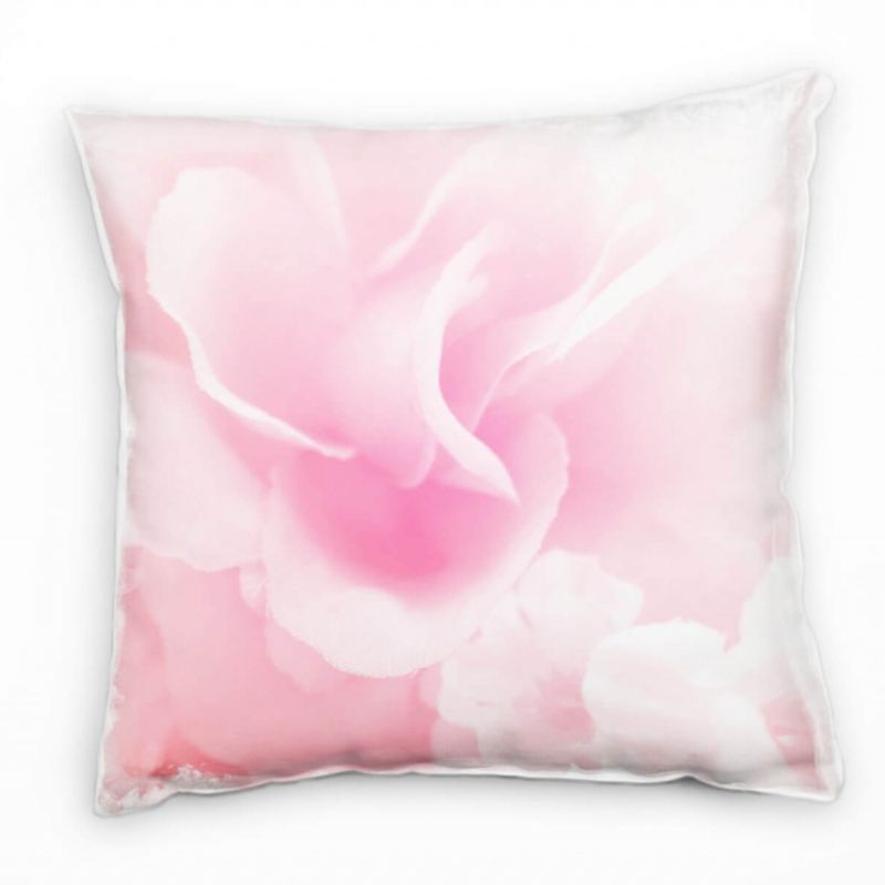 Macro, Blumen, Rose, rosa, weiß Deko Kissen 40x40cm für Couch Sofa Lounge Zierkissen