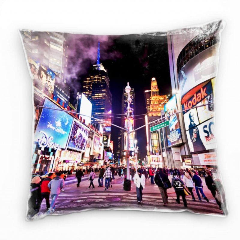 Urban und City, bunt, Times Square, New York Deko Kissen 40x40cm für Couch Sofa Lounge Zierkissen