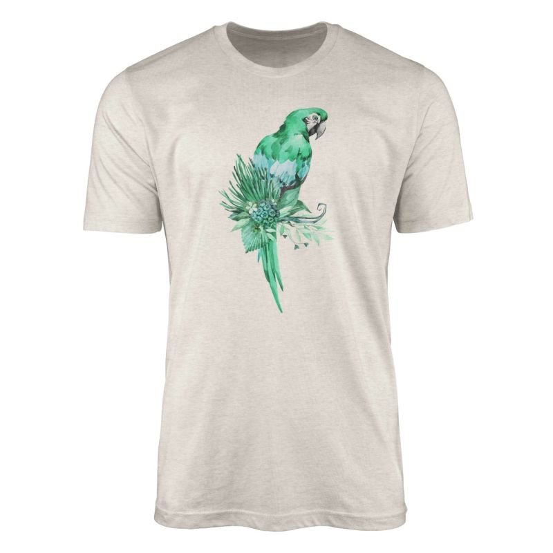 Herren Shirt Organic T-Shirt  Aquarell Motiv Papagei Bio-Baumwolle Ökomode Nachhaltig Farbe