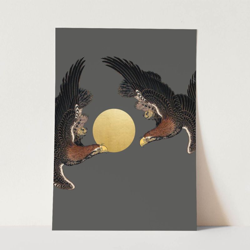 Vogel Motiv Adler Greifvogel Raubvogel Goldene Sonne asiatisches Design