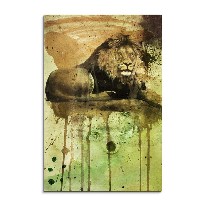 Lion 90x60cm  Aquarell Art Leinwandbild