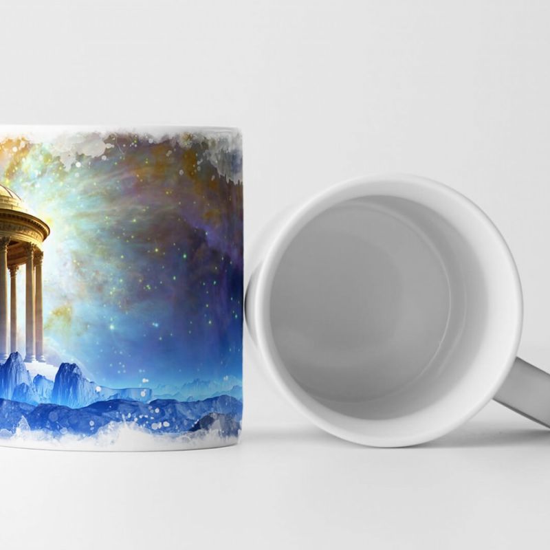 Tasse Geschenk Fotocollage einer fantastischen Landschaft mit Tempel