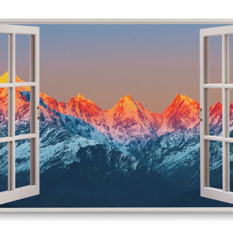 Wandbild 120x80cm Fensterbild Himalaya Gebirge Schneegipfel Gipfel Sonnenstrahlen