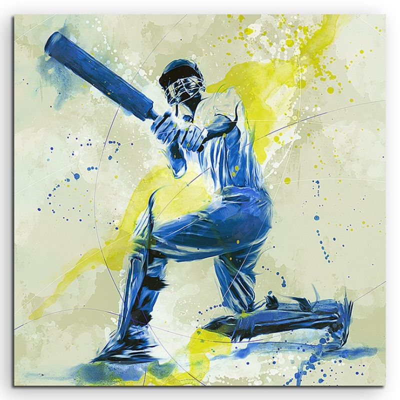 Cricket 60x60cm SPORTBILDER Paul Sinus Art Splash Art Wandbild Aquarell Art