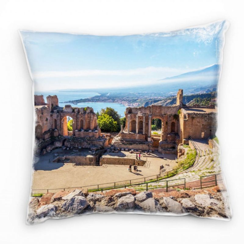 Urban, altes Amphitheater, braun, blau Deko Kissen 40x40cm für Couch Sofa Lounge Zierkissen