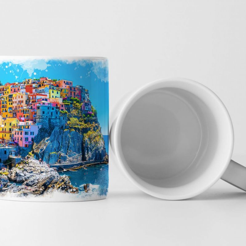 Tasse Geschenk Landschaftsfotografie – Farbenfroher Hafen Cinque Terre Italien