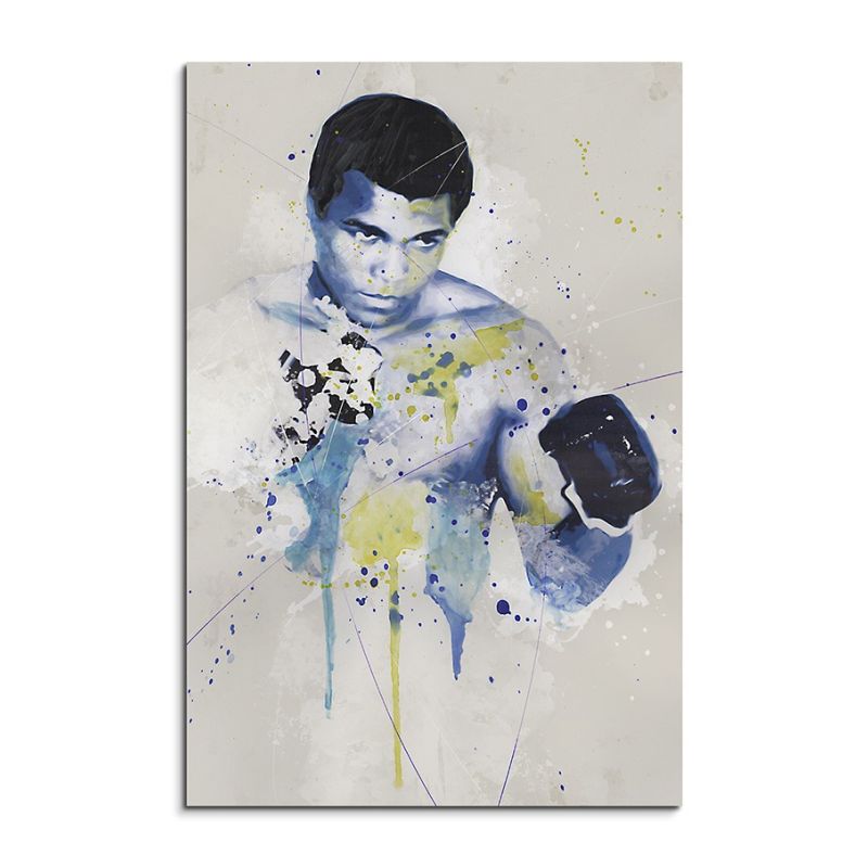 Muhammad Ali Splash 90x60cm Kunstbild als Aquarell auf Leinwand