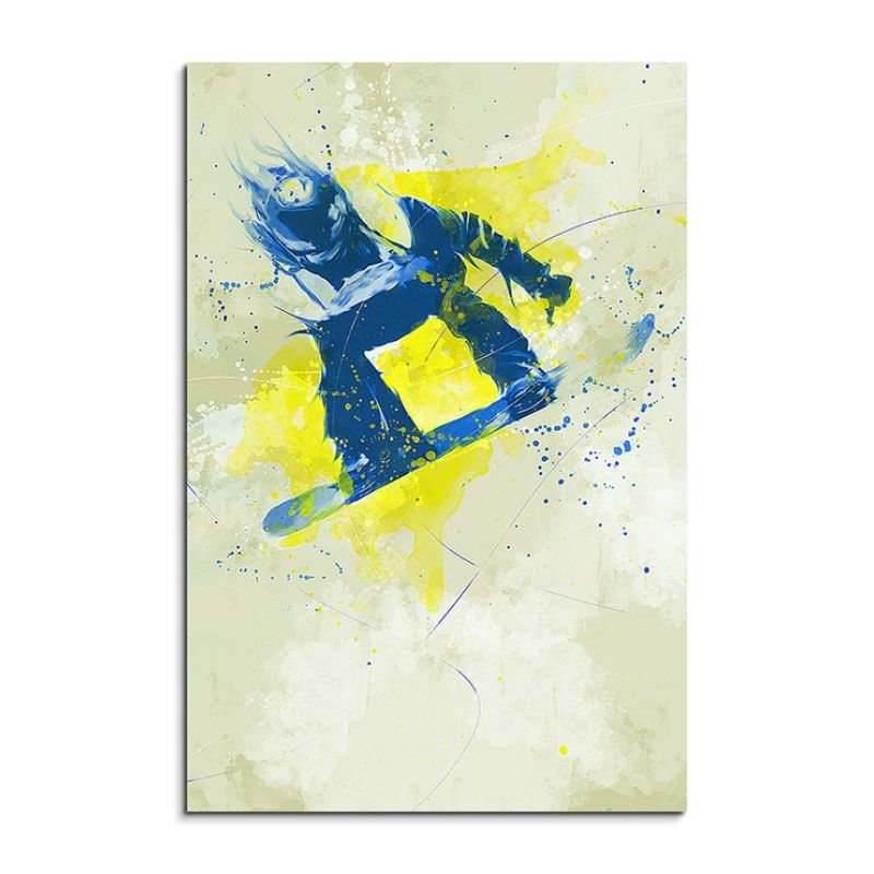 Snowboarding 90x60cm SPORTBILDER Paul Sinus Art Splash Art Wandbild Aquarell Art