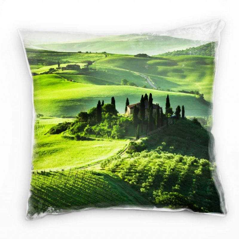 Landschaft, Natur, grün, Wiesen, Berge, Hügel Deko Kissen 40x40cm für Couch Sofa Lounge Zierkissen